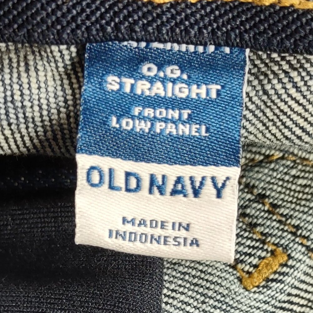 Old Navy Maternity O.G. Straight Low Front Panel Denim Shorts Dark Wash Size 16 - Picture 3 of 4